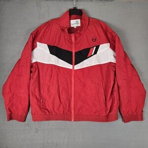 Sergio Tacchini Track Jacket Men 4XL Messina Red Colorblock Full Zip Windbreaker